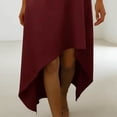 thumbnail image 6 of Sentmoon Plus Size Maxi Dress Crew Neck 3/4 Sleeve Linen Dress Solid Color Loose Fit Summer Dresses for Women 2026 Trendy Beach Supplies for Summer and Vacation Red L, 6 of 7