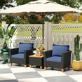 thumbnail image 6 of Costway 3PCS Outdoor Patio Rattan Furniture Set Wooden Table Top Cushioned Sofa Navy, 6 of 9