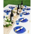 thumbnail image 5 of 350 Piece Clear Blue Plastic Dinnerware Set for 50 Guests, Fancy Disposable Plates, Include: 100 Blue Rim Plastic Plates, 150 Silverwares, 50 Pre Rolled Napkins, 50 Cups for Party, Wedding, 5 of 14