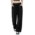 thumbnail image 4 of Women's High Waisted Wide Leg Dressy Pants Elegant Pleated Flare Trousers with Drawstring, Slimming Casual Workwear Bottoms, 4 of 7