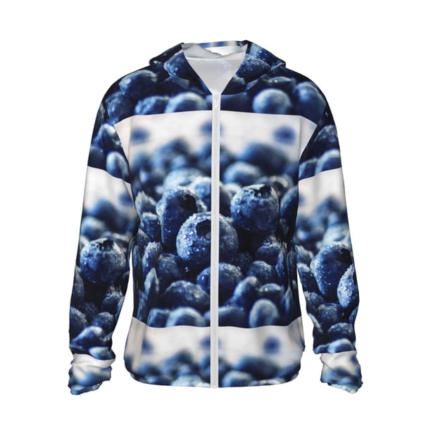 Fotbe Blueberry Chaqueta con Protección Solar UPF 50+ para Hombre y Mujer, Camisa con Capucha y Bolsillos-Medium