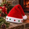 thumbnail image 4 of Christmas Santa Hat for Adults Thicken Soft Fur Xmas Holiday Hat, Ultra Warmth Classic Velvet Santa Claus Hat for Women Men while New Year Party Headwear, Hand-Stitched Fluffy Brim,Z6-Red, 4 of 9