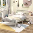 thumbnail image 3 of Infans Twin Size Metal Bed Frame Modern Platform Bed with Safety Guardrails Headboard, 3 of 7