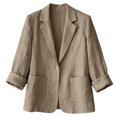 thumbnail image 6 of Linen Blazer Jacket for Women Lightweight 3/4 Sleeve Casual Work Office Summer Breathable Dressy Coat Outfits with Pockets Khaki S, 6 of 8