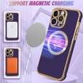 thumbnail image 2 of Compatible with iPhone 15 Pro Case [Support Compatible with Magsafe] Fairy Rose Pattern Magnetic Plating Electroplate Luxury Elegant Camera Protection Soft TPU Shockproof Back Cover -Purple, 2 of 12