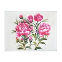 Designart 'Purple Peonies Flowers' Traditional Framed Canvas Wall Art Print