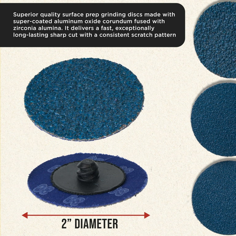 Dura-Gold 2\ 78 Piece Quick Change Grinding Disc Set, 25 Discs Each 36, 60 and 80 Grit, Plus Backing Pad & Shanks - R-Type Roll Lock Sandpaper Discs