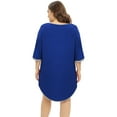 thumbnail image 5 of WBQ Women's Nightshirt Elbow Sleeve Nightgown Sleepwear Round Neck Plus Size Pajama Dress, 5 of 6