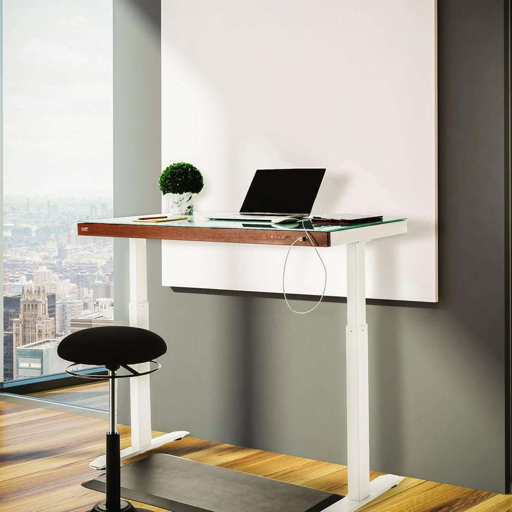 Seville Classics AirLIFT 48" Tempered Glass Electric SitStand Desk