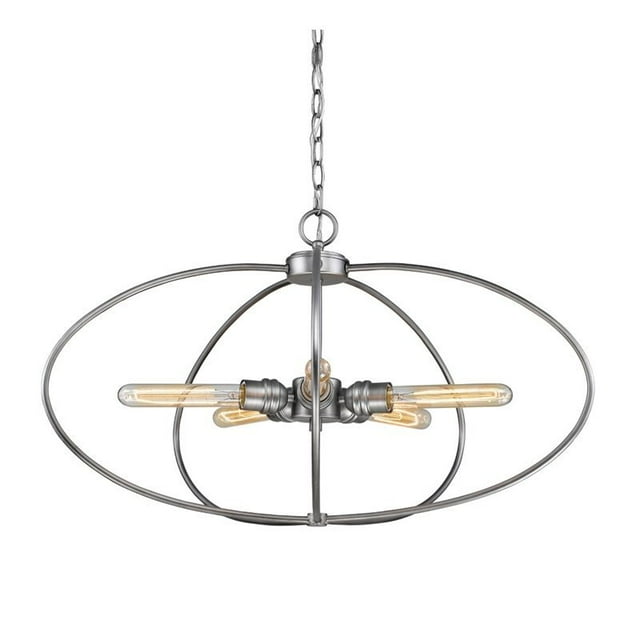 Z-Lite Persis 5 Light Pendant in Clear and Old Silver