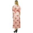 thumbnail image 3 of Bimba Floral Peach Satin Kimono Long Bridesmaid Cover Up Drawstring Kaftan - 24, 3 of 8