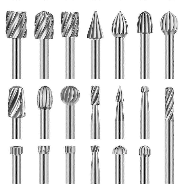 Juego de 20 brocas para fresadora de grabado y tallado, accesorios para herramientas rotativas, juego de brocas rotativas y fresas.