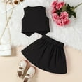 thumbnail image 6 of BLVB Kids Girls Summer 2 Piece Outfits Solid Color Sleeveless Button Vest Tank Tops Pleated Skirt with Belt Fashion Clothes Set, 6 of 6