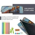 thumbnail image 5 of Pofeuu Cartoon Train Hot Air Balloon Print Leather Pencil Case, Leather Pencil Pouch Large Capacity, Big Pencil Pouch with Zipper Vintage Pen Bag Fountain Pen Holder, 5 of 7