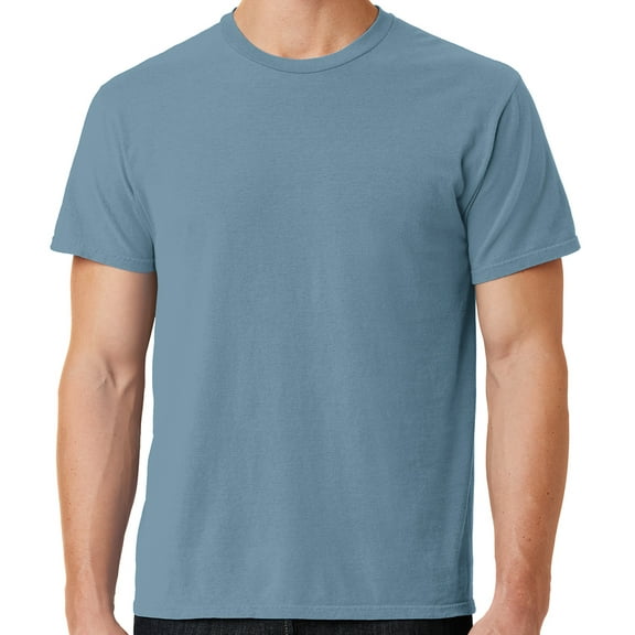 Mens Soft Pigment Dyed Cotton Tee Shirt, 2XL Mist Blue