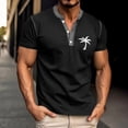 thumbnail image 3 of Henley Shirts for Men Summer Short Sleeve Casual Coconut Tree Graphic T Shirts Beach Vacation Outfits, 3 of 5