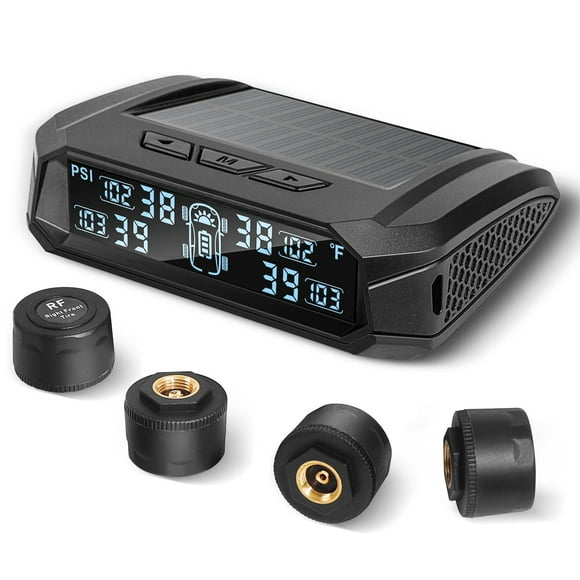 Sistema de Monitoreo de Presión de Neumáticos Masoll Negro con Cargador Solar y 4 Sensores para RV