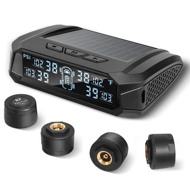 Sistema de Monitoreo de Presión de Neumáticos Masoll Negro con Cargador Solar y 4 Sensores para RV