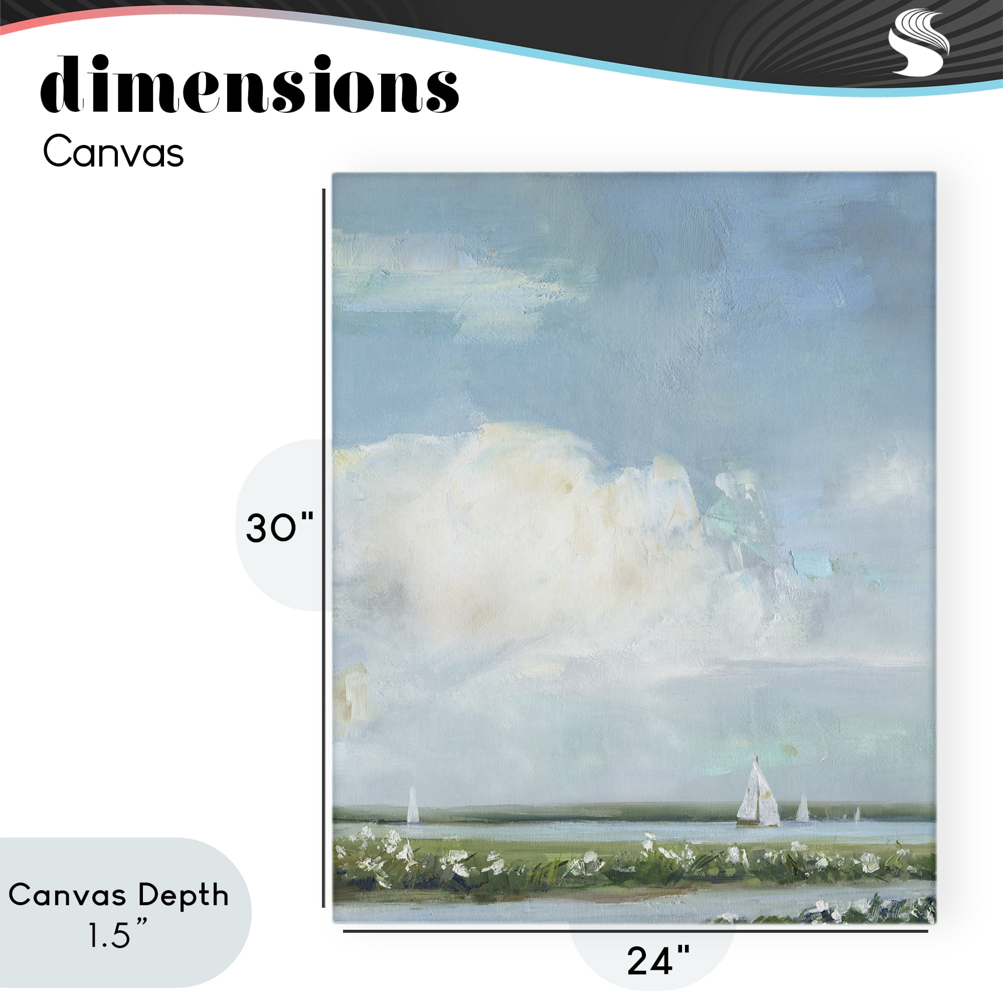 Stupell Industries Seaside Sailing Along Meadow Canvas Wall Art, design by Sally Swatland