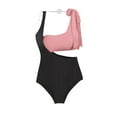 thumbnail image 6 of UTSJKR Women's Textured One Piece Swimsuit Colorblock Sexy Cutout Tummy Control Bathing Suit Slimming Push Up Padded Swimwear Pink L, 6 of 7