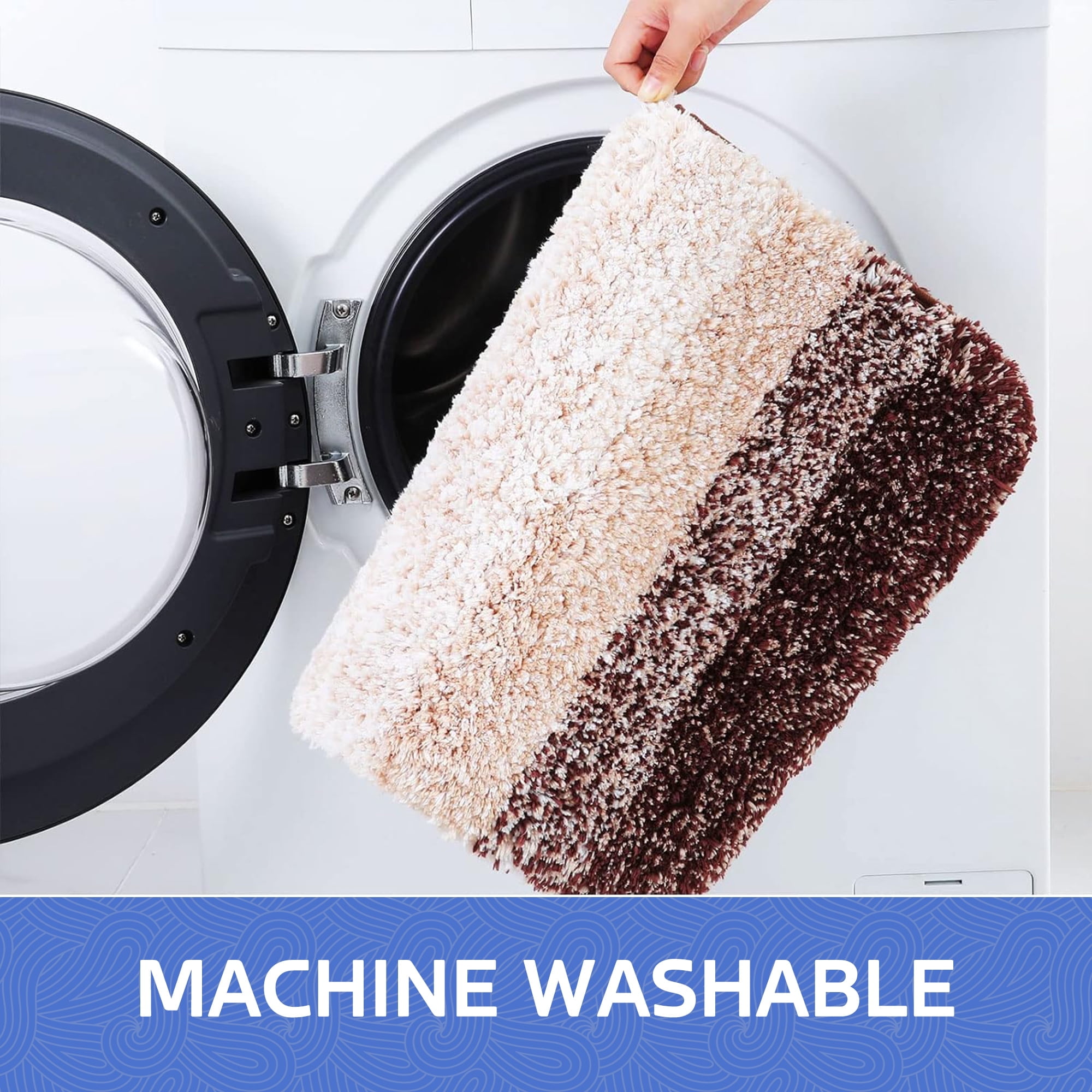 Evlmd Brown Bathroom Rugs Mat, Large Bath Rug for Bathroom Floor Non-Slip, Super Elastic Soft Easier to Dry Bath Shower Mat Runner, Machine Washable Bath Mat, 24" x 59"