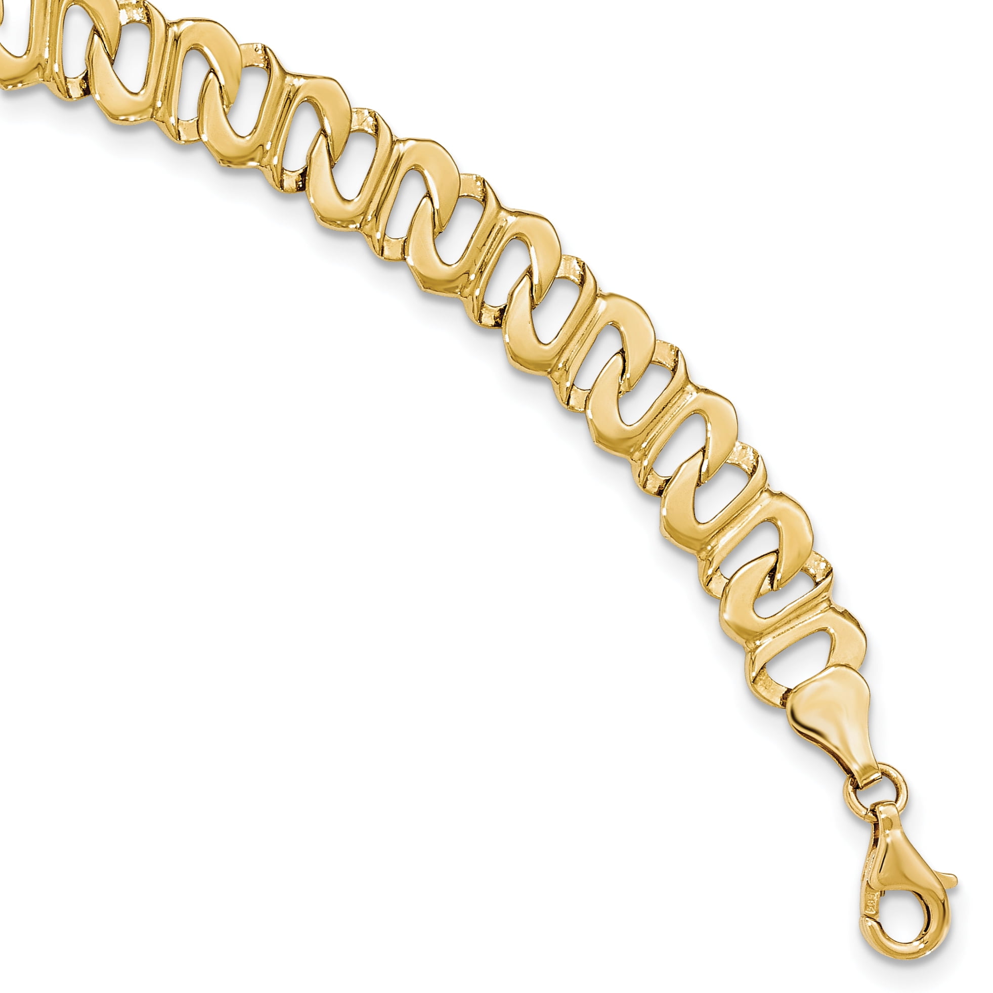 14K Yellow Gold 14kt Yellow Gold Polished and Textured Link Bracelet