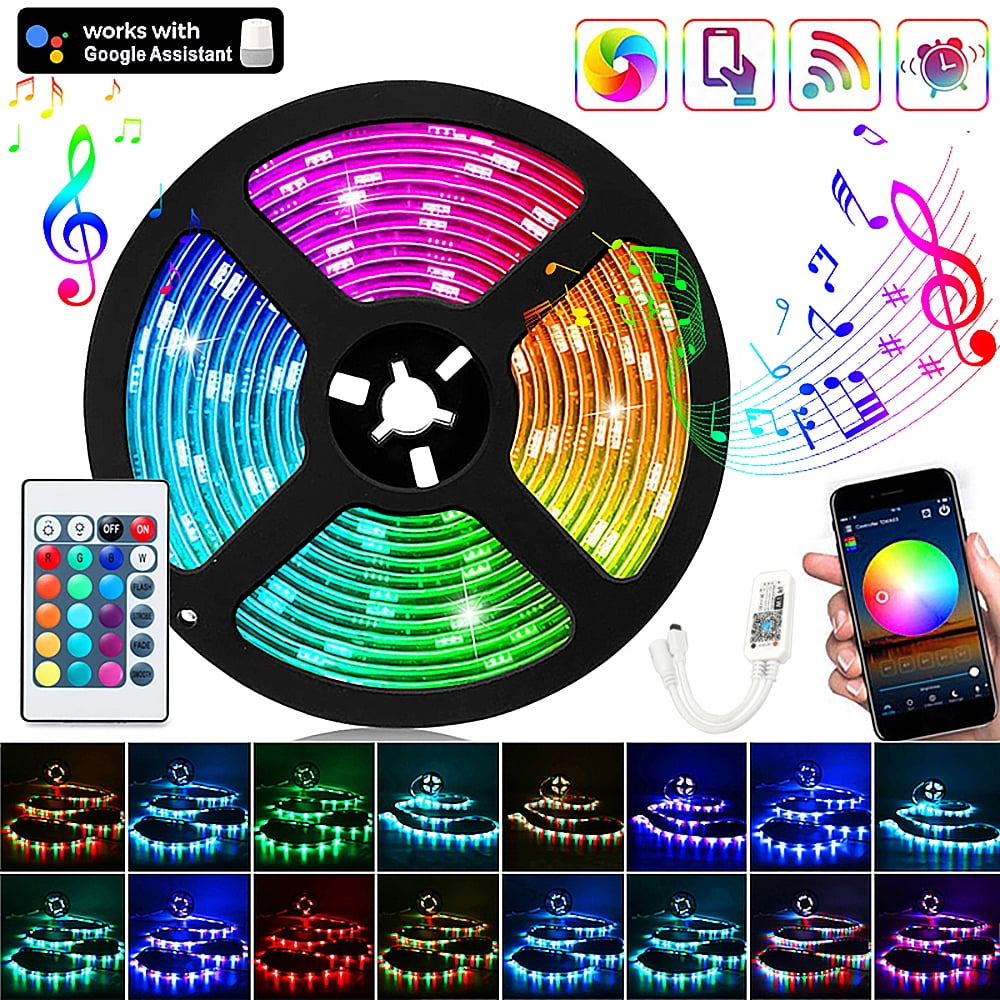 Dammyty Waterproof Outdoor WiFi Wireless LED Strip Lights with Music and Google Home, APP Control,  Music Sync, RGB Color Changing for Bedroom, Home, TV, Kitchen, Party