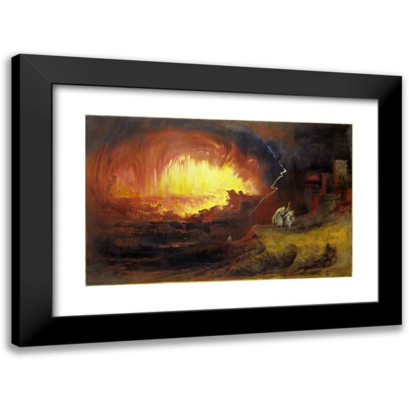 John Martin 14x11 Black Modern Framed Museum Art Print Titled - Sodom and Gomorrah (1852)
