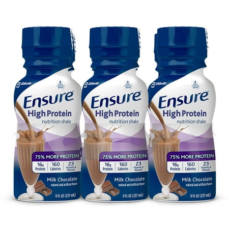 Ensure High Protein Nutritional Shake with 16g of High-Quality Protein, Ready-to-Drink Meal Replacement Shakes, Low Fat, Milk Chocolate, 8 fl oz, 6