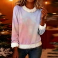 thumbnail image 2 of UTSJKR Christmas Sweatshirts for Women, Faux Fur Trim Casual Loose Long Sleeve Pullover Crewneck Long Sleeve Gradient Pullover Multicolor XXL, 2 of 5