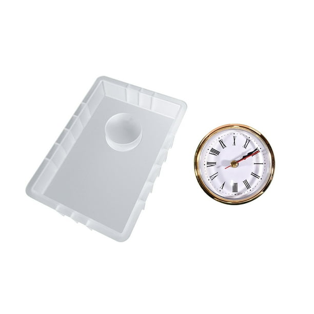 Reloj de mesa de silicona, modelo de reloj, hecho a mano, de resina, para decoración del hogar. Rectangular