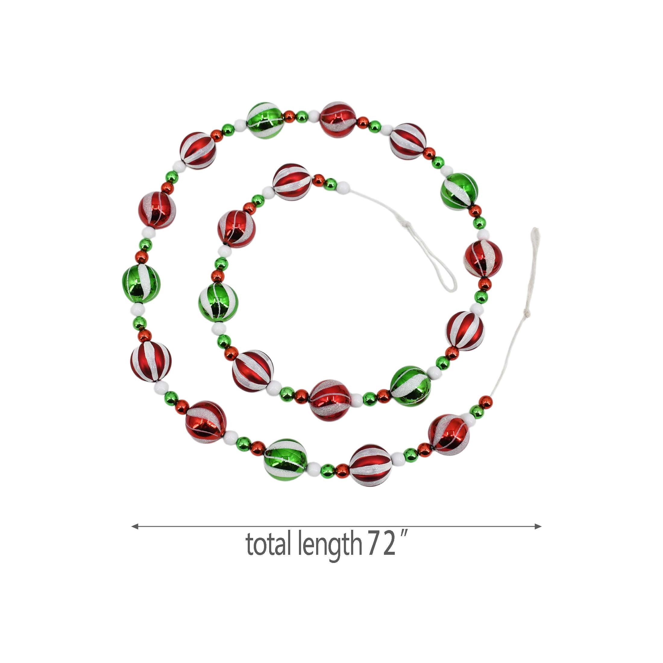 Ball Christmas Garland, Red/White/Green, 6', by Holiday Time