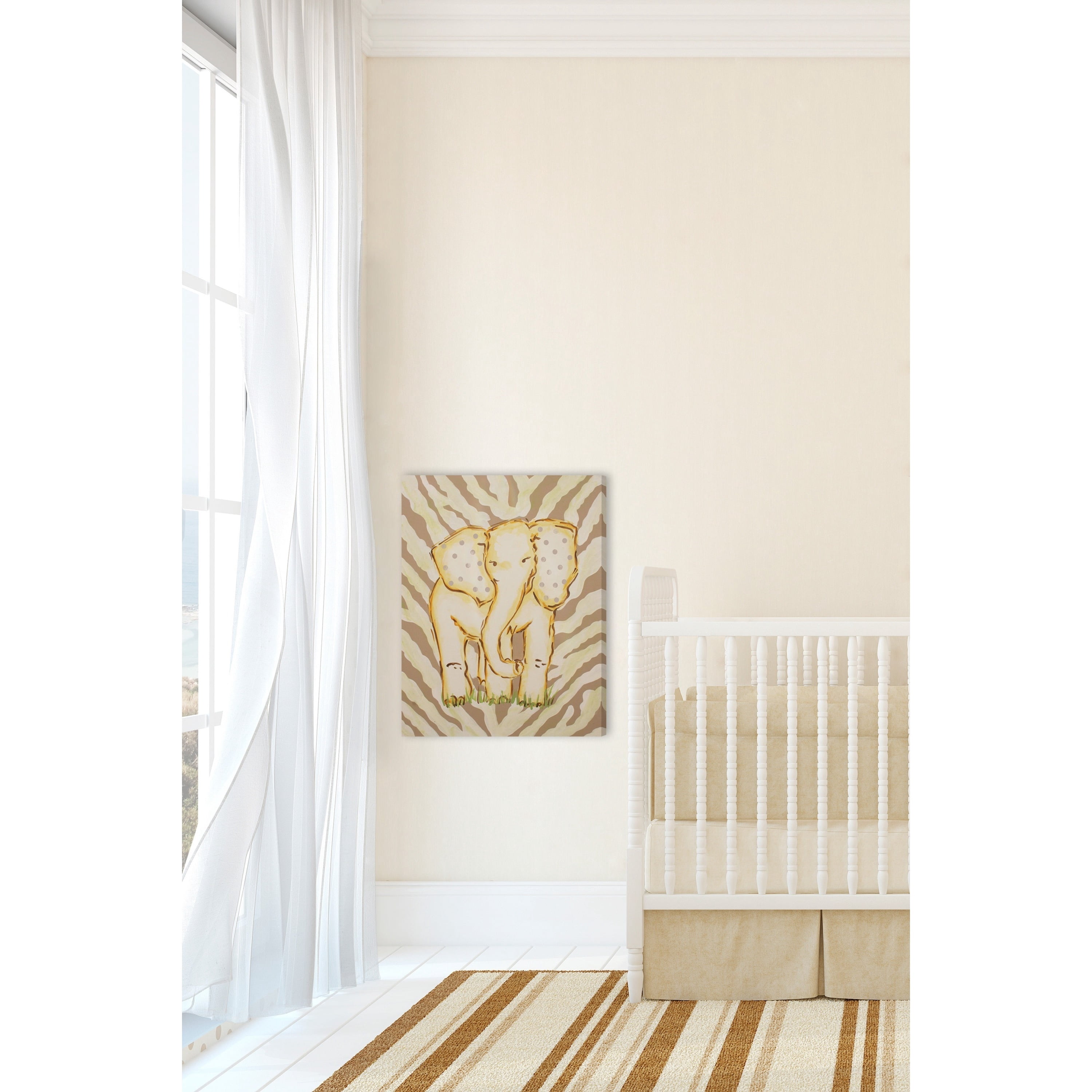 "Tan Elephant" by Reesa Qualia Painting Print on Wrapped Canvas