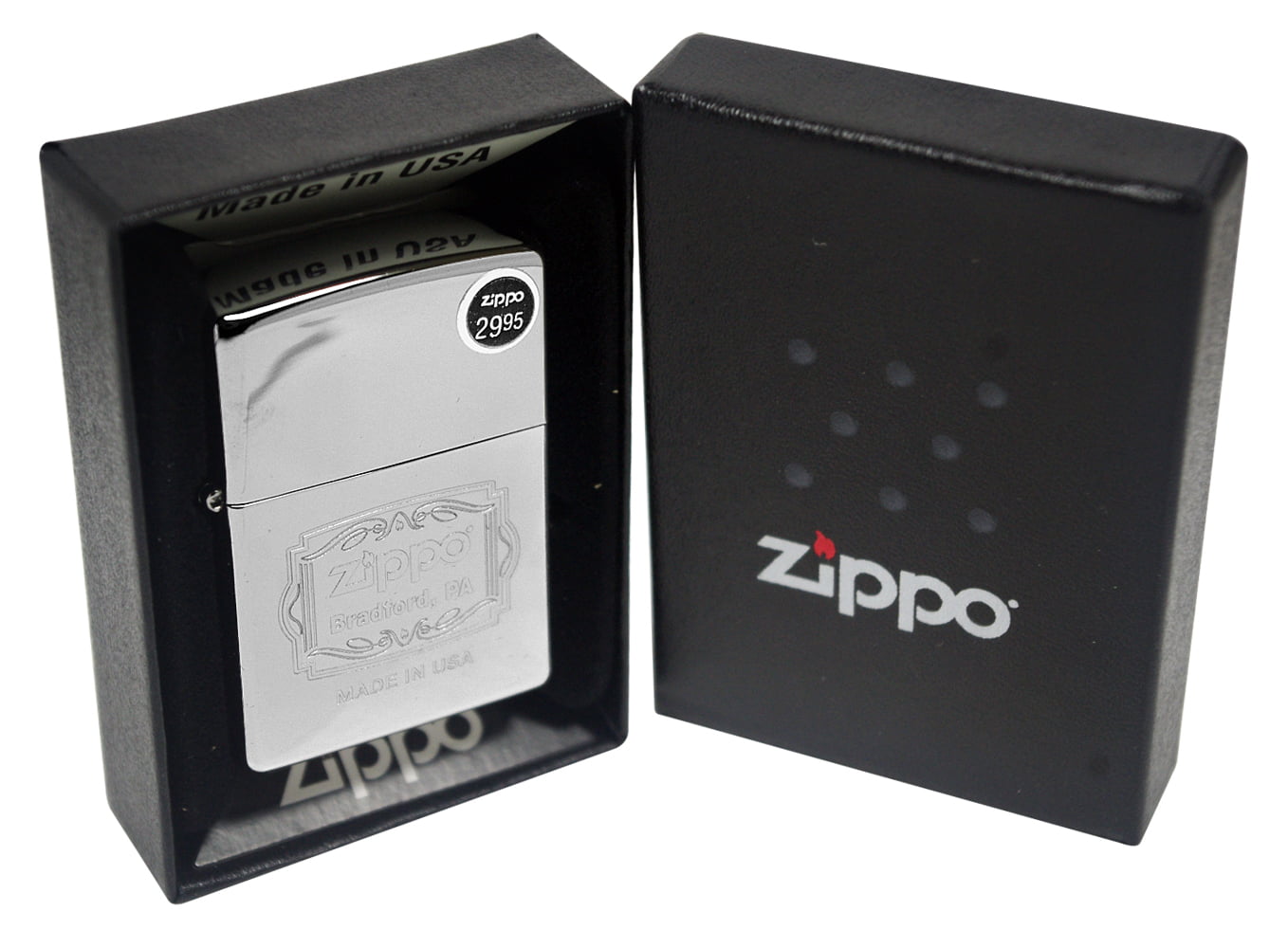 29521 250 Zippo Bradford PA High Polish Chrome Pocket Lighter 