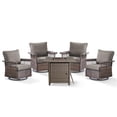 thumbnail image 6 of PARKWELL 5 Pieces Patio Furniture Set with Fire Pit Table, Outdoor All-Weather Wicker Conversation 360 Degree Swivel Gliders Chairs Set, Modern Seating Furniture for Porch Deck, Brown/Gray, 6 of 13