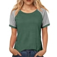 thumbnail image 2 of Camisas de Cuello de Tripulación de Manga Corta para las Mujeres Casual Cuello Redondo Top de Manga Corta Tejido Súper Suave para el Verano, 2 of 5