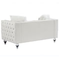 thumbnail image 4 of 2 Seater Velvet Crystal Buckle Uphostered Sofa with 2 Plush Pillows, Modern Living Room Couch with Removable Cushion and Crystal Feet, Beige, 4 of 7