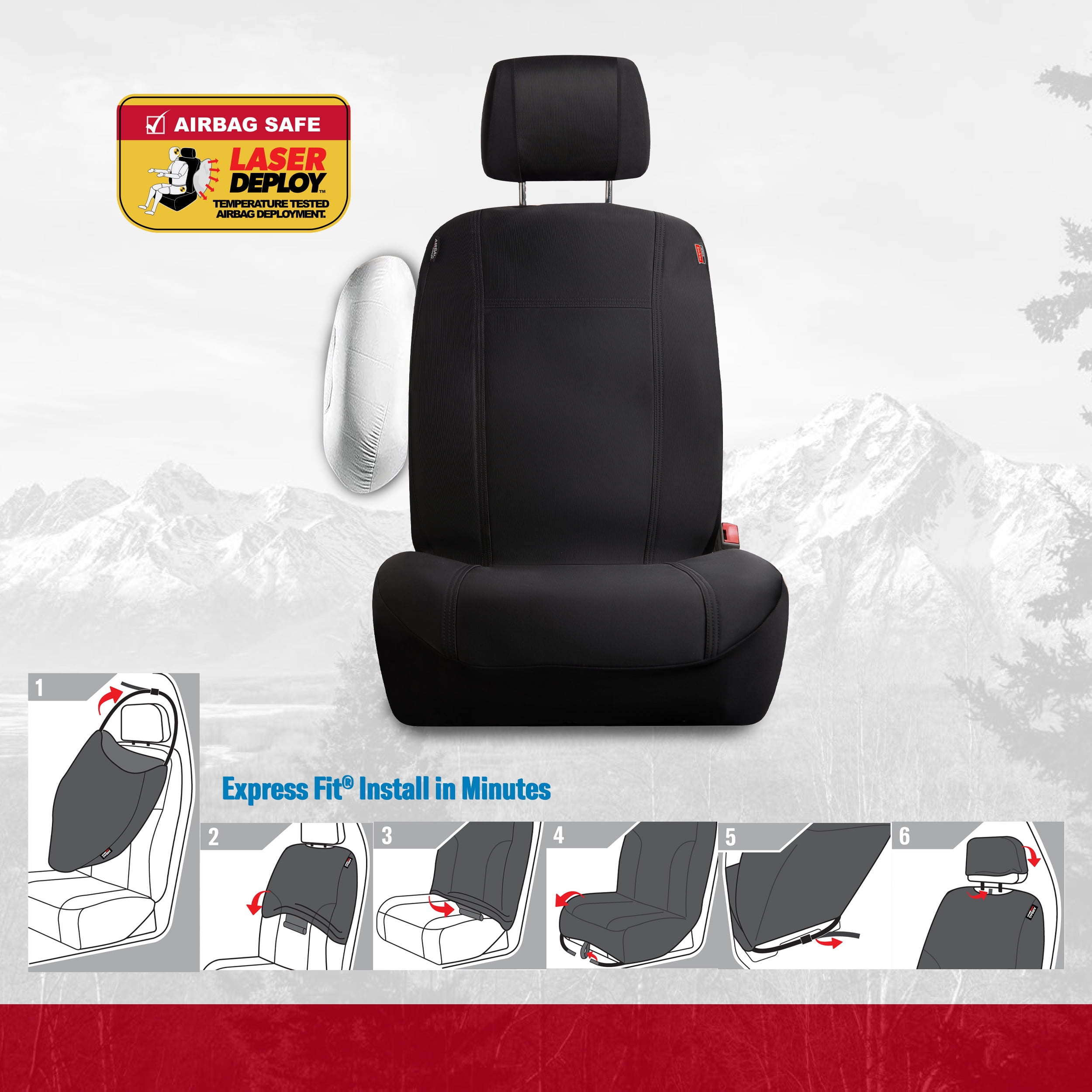 Genuine Dickies 2-Piece Black Puncture-Resistant Front Car, Truck, SUV Seat Covers, Protect from Pets, Universal Fit