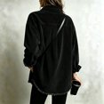 thumbnail image 5 of Domzest Womens Corduroy Shirt Jacket Button Down Frayed Hem Lapel Shirt Jackets 2026 Fall Casual Oversized Outerwear with Chest Pocket Black S, 5 of 6