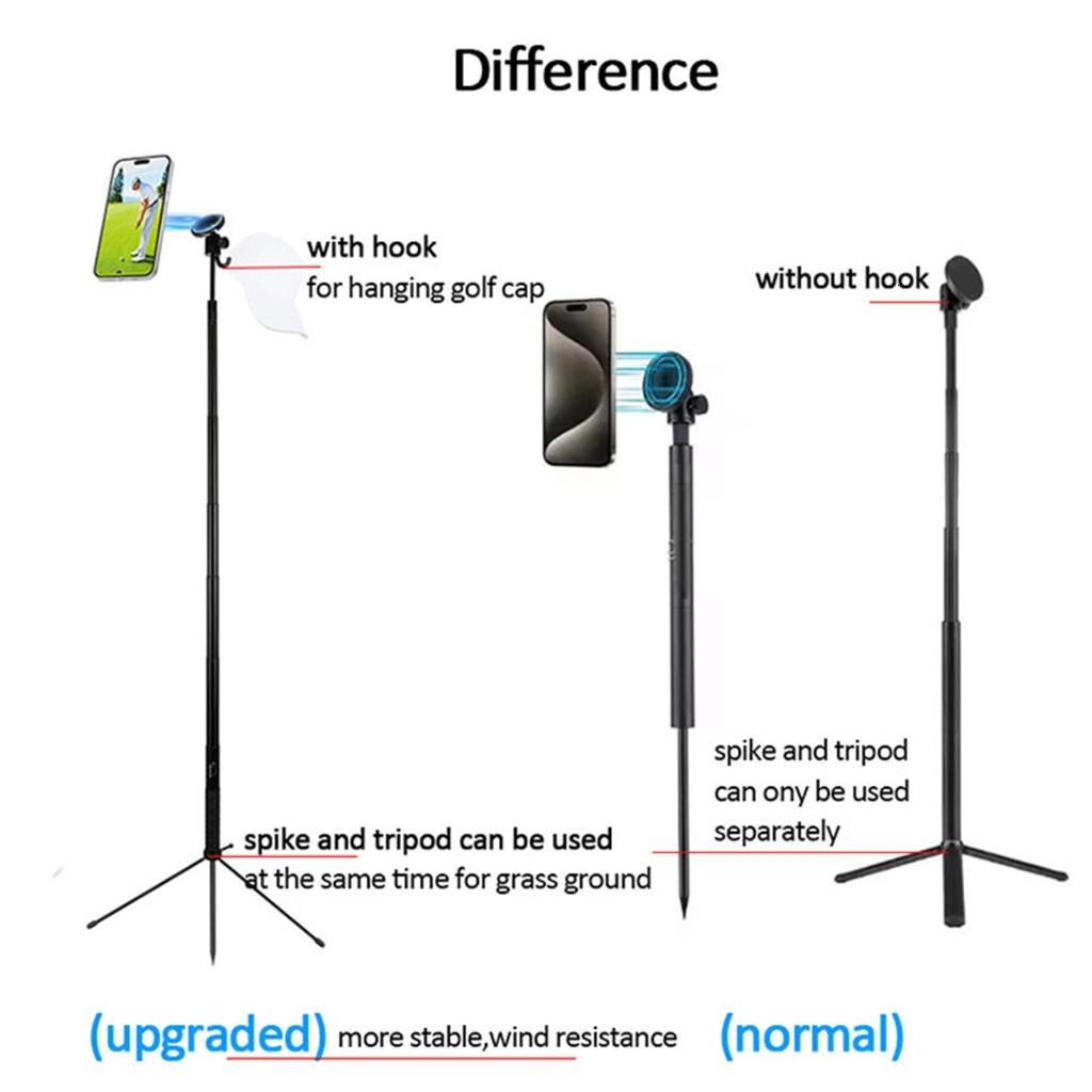 LIANXUE Portable Golf Tripod Selfie Stick Adjustable Golf Stick Magnetic Phone Holer