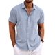thumbnail image 1 of Camisa COOFANDY de lino casual de manga corta, azul claro, 1 of 5