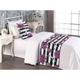 thumbnail image 2 of Peony Pattern Bed Runner Set, Springtime Flowers with Dragonfly Pattern on Striped Backdrop, Decorative Bedding Scarf & a Pillow Sham for Hotels Homes, Twin, Purple Jade Green White, by Ambesonne, 2 of 3