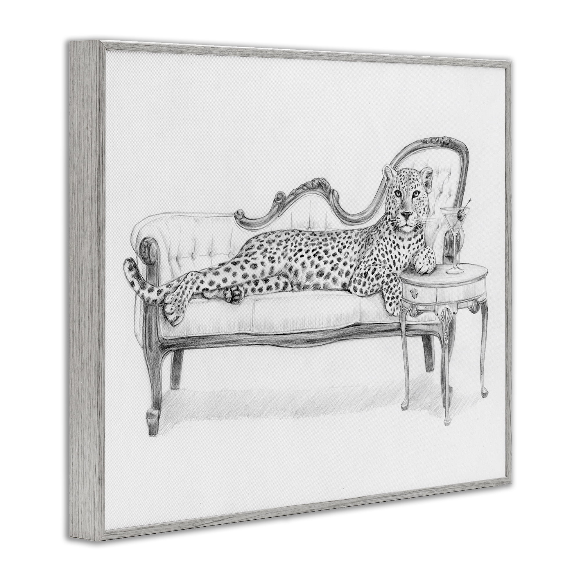 Stupell Industries Lounging Beast Cheetah Gray Framed Giclee Art, design by Victoria Barnes