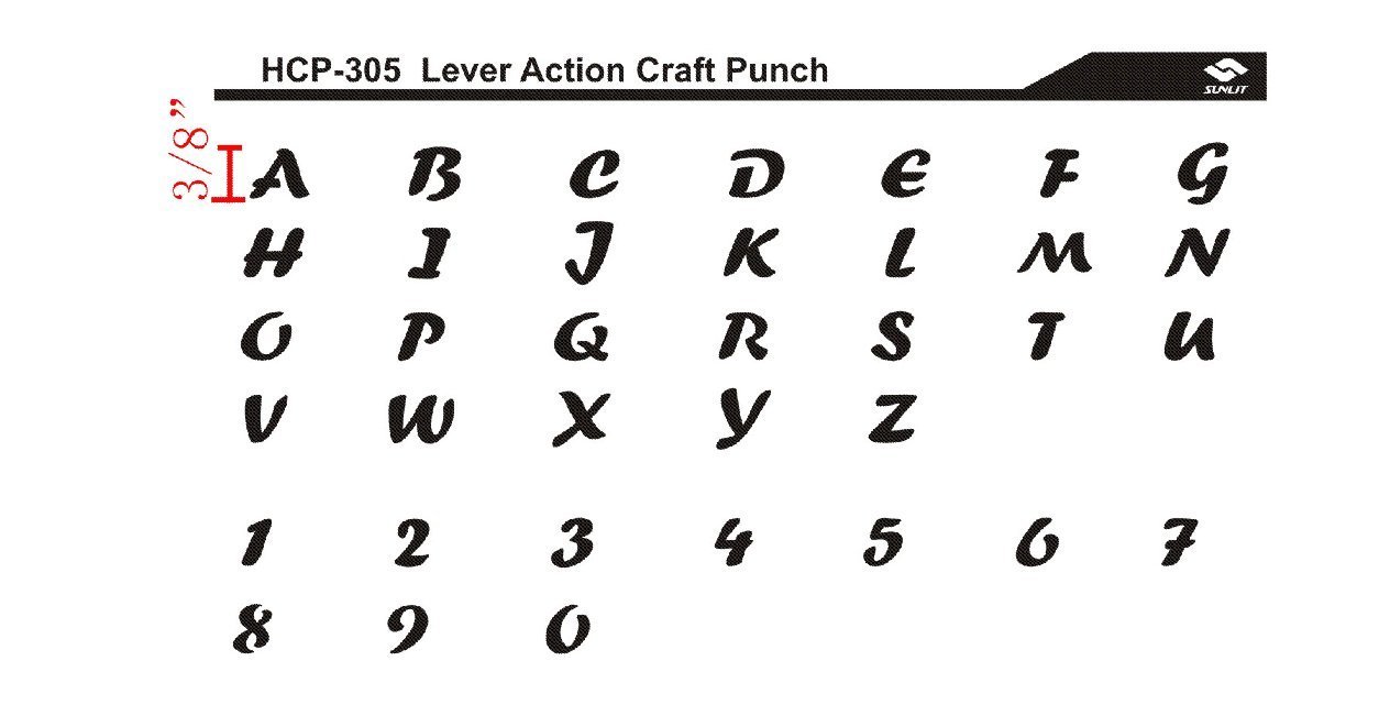 Bira Craft Cassette Craft Punch Alphabet+number Set 36 Piece with Handle for Paper Crafting
