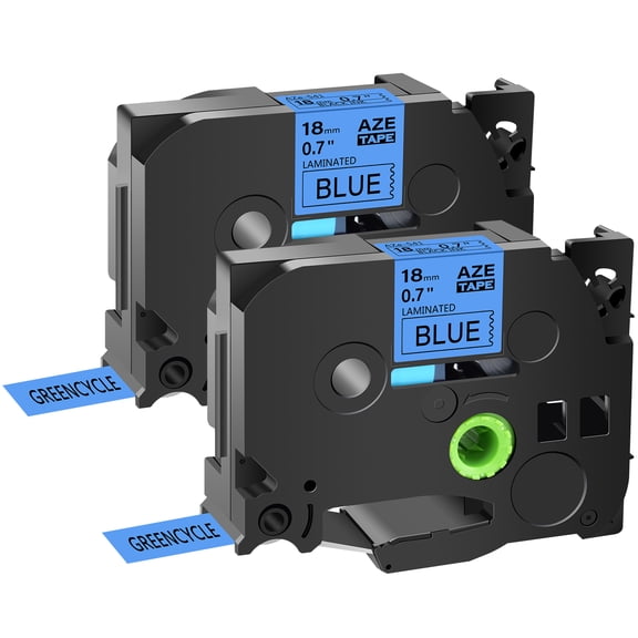 GREENCYCLE 2PK Compatible for Brother P-touch Black on Blue 18mm TZ TZe TZe-541 TZ-541 TZe541 TZ541 Laminated Label Tape