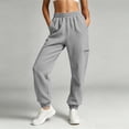 thumbnail image 2 of Women's Solid Color Jogger Pants, Elastic Drawstring Waist Casual Long Trousers with Dual Side Pockets, Comfort Loose Fit Bottoms for Sports and Daily Wear Gray M(M), 2 of 7
