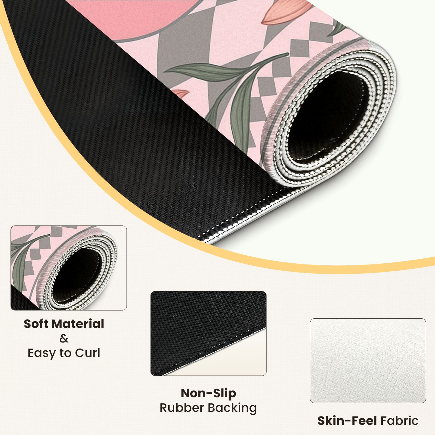 Mahjong Mat 31.5" x 31.5" Elegant Pink Floral Design Anti-Slip and Noise Reduction Symmetry Design Mahjong Tiles Table Cover for Dominoes Poker Card Board and Tile Games