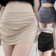 thumbnail image 3 of ZUARFY Women High Waist Side Drawstring Ruched Bodycon Mini Pencil Skirt with Shorts, 3 of 19