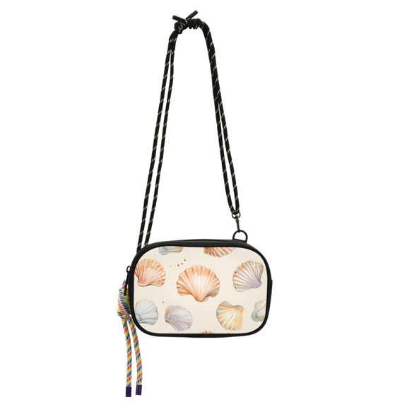 FORMRS Mini Crossbody Bag for Women Adjustable Shoulder Rope Travel Casual Phone Purse, Beige Seashell