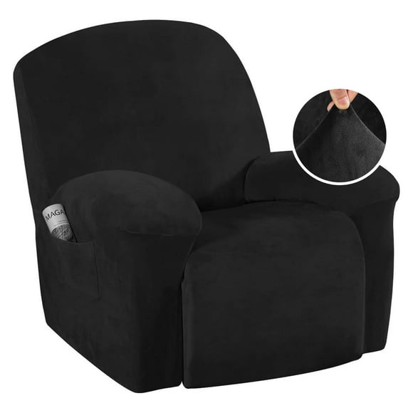 Silla reclinable elástica Slipcover H.VERSAILTEX, de terciopelo, color negro